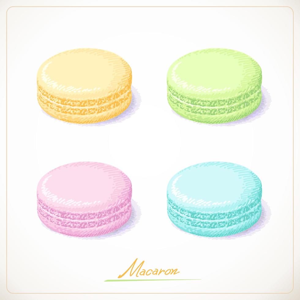 macarons franceses en cuatro colores vector