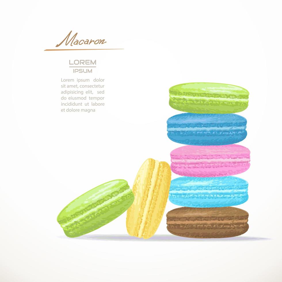 francés macarons boceto dibujado a mano vector