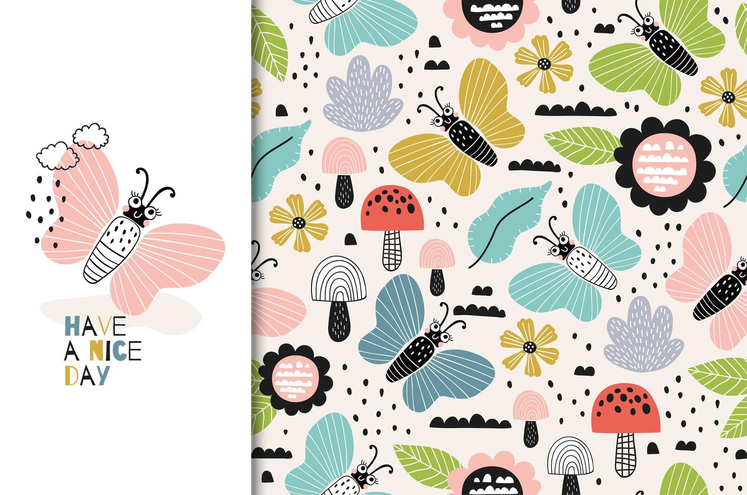 Colorful butterfly pattern with have a nice day quote ...