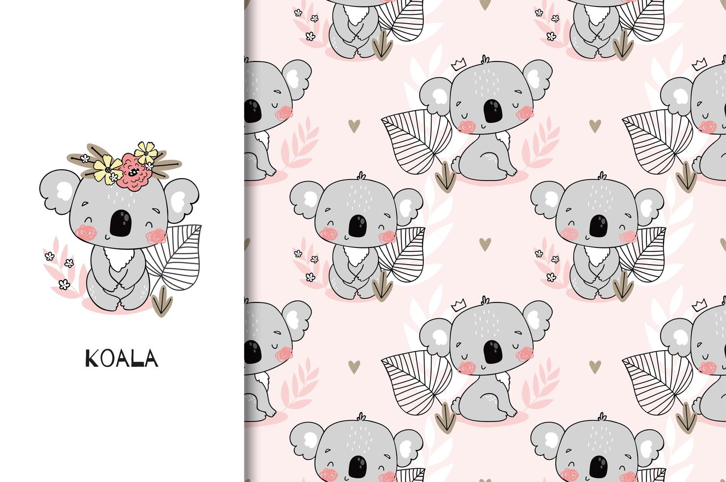 Seamless pattern with smiling koala baby  vector
