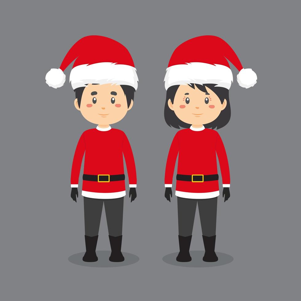 Couple Wearing Santa Costume vector