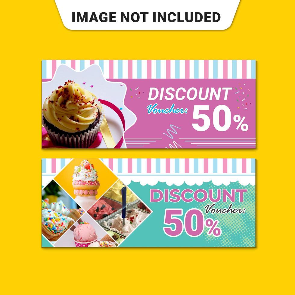 Ice Cream Discount Voucher Set vector