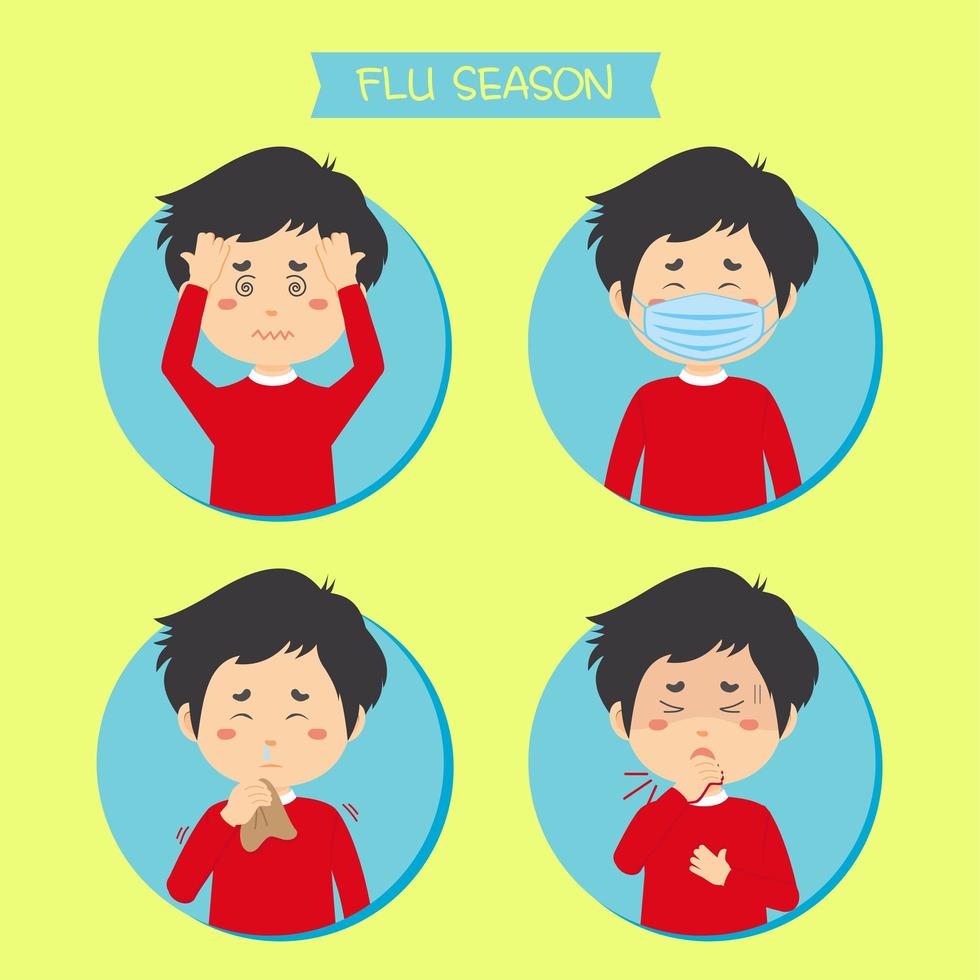 Man With Flu Symptoms Set  vector