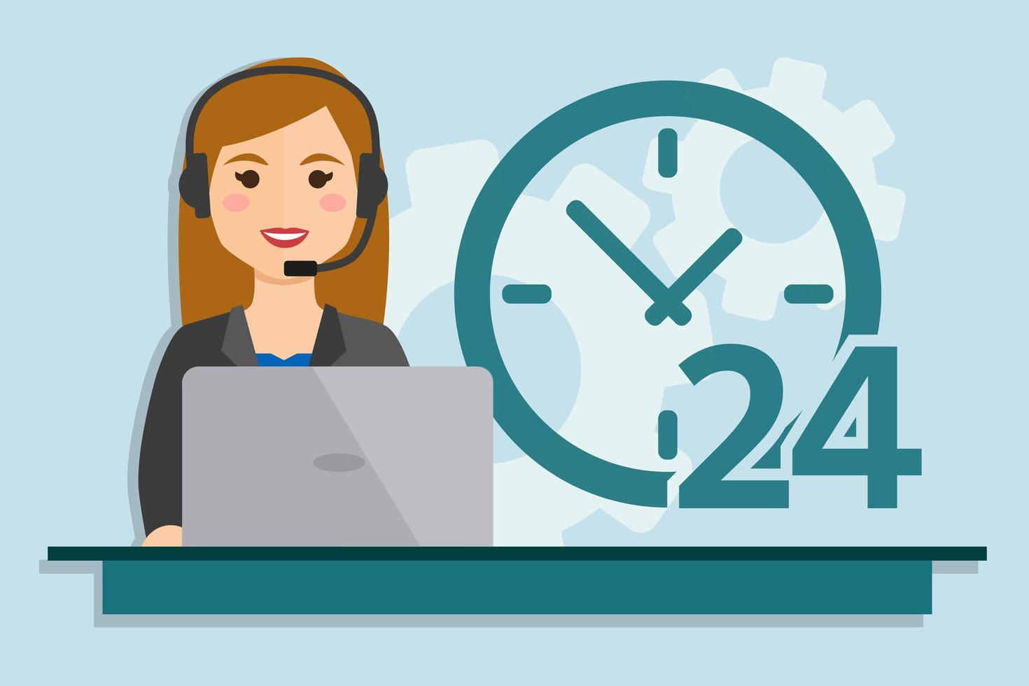 Call center service woman vector