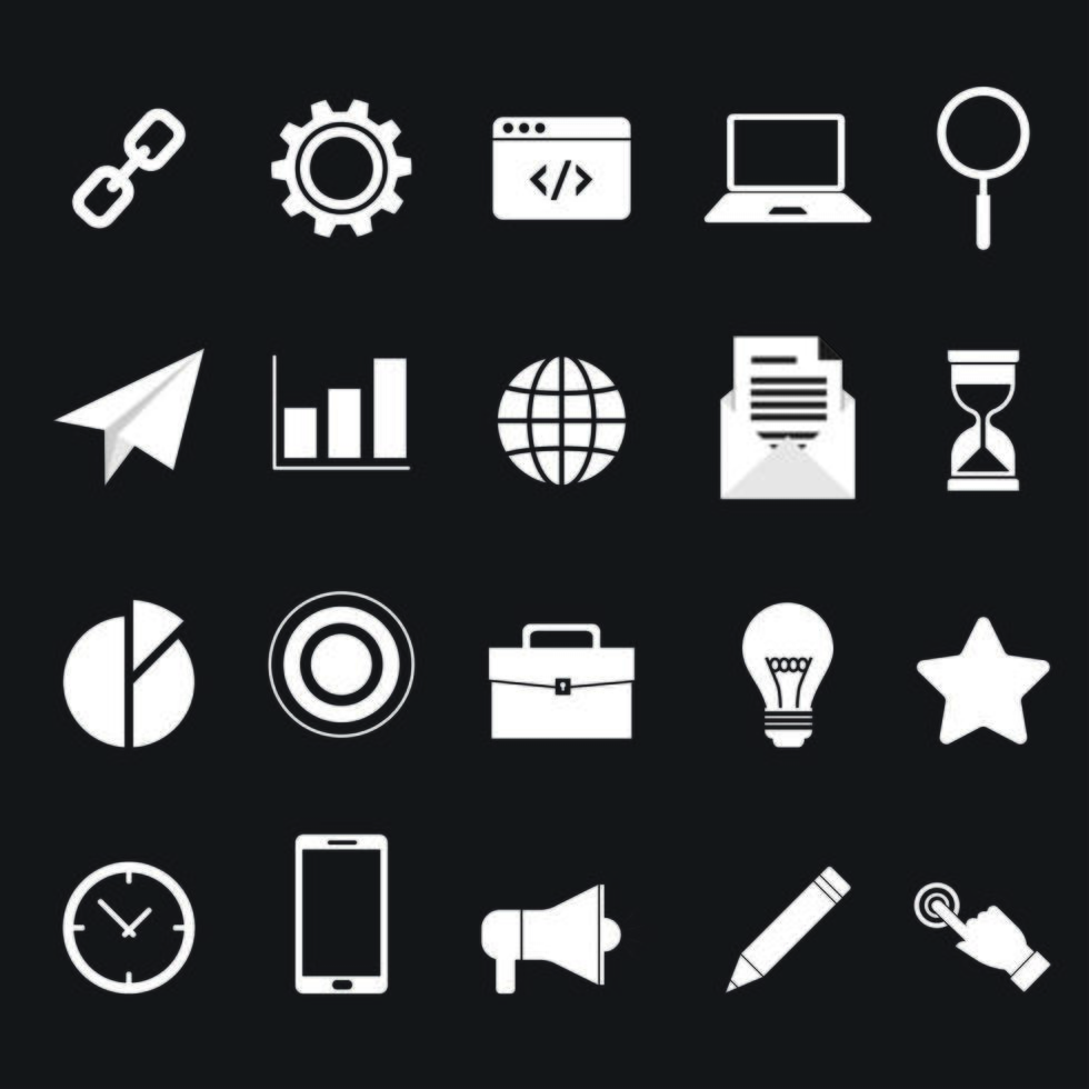 Download Set of 20 White Business Icons - Download Free Vectors, Clipart Graphics & Vector Art