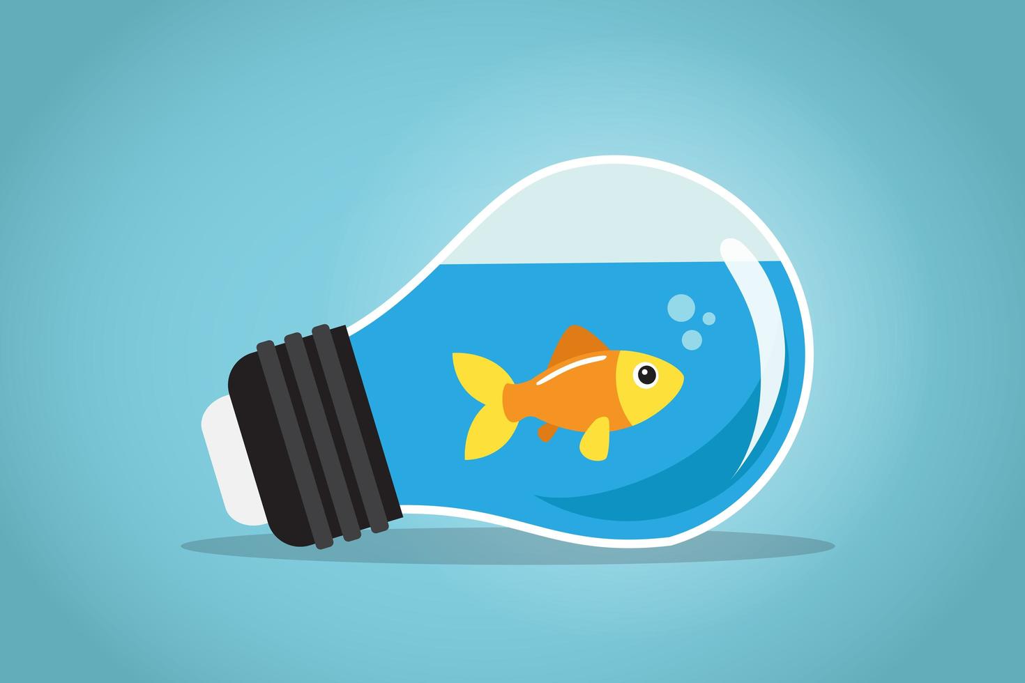 Golden fish in a light bulb vector