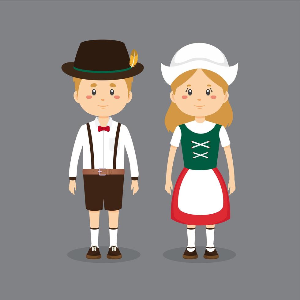 Alemania personajes vestidos con trajes tradicionales vector