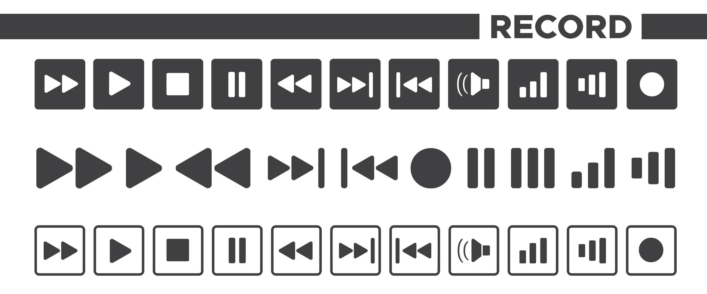 Set of Recording Icons vector