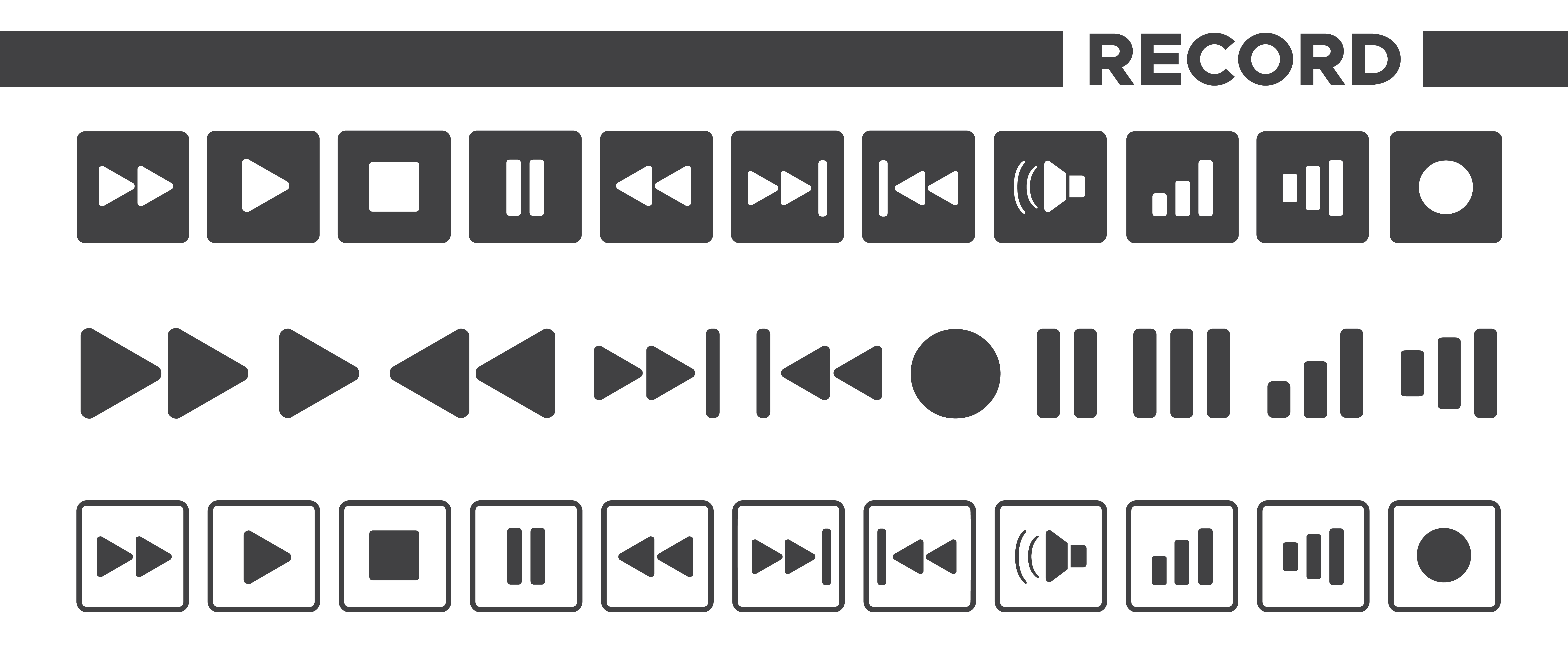 Set of Recording Icons 1212591 Vector Art at Vecteezy