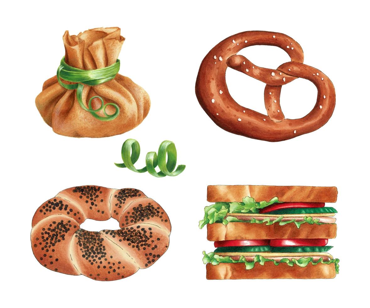 productos de panaderia de diferentes paises vector