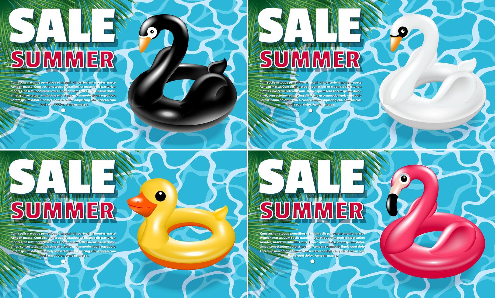 Banners Sale Summer Set with Bird Floats  vector