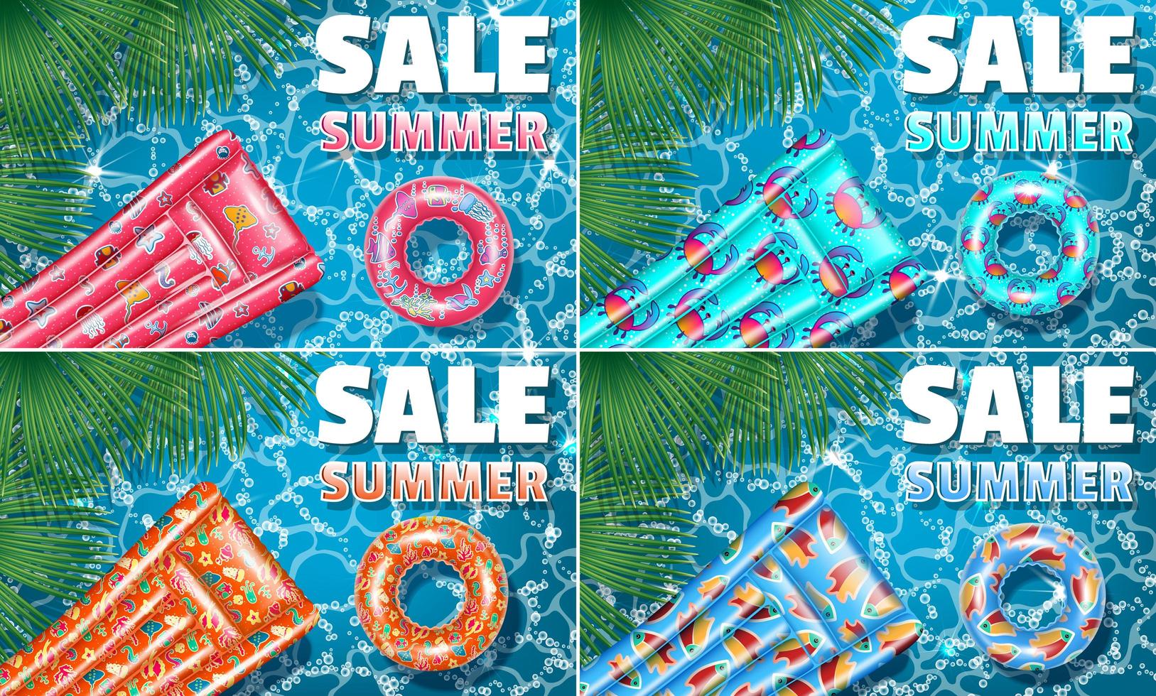 Banners Sale Summer Set with Floats  vector
