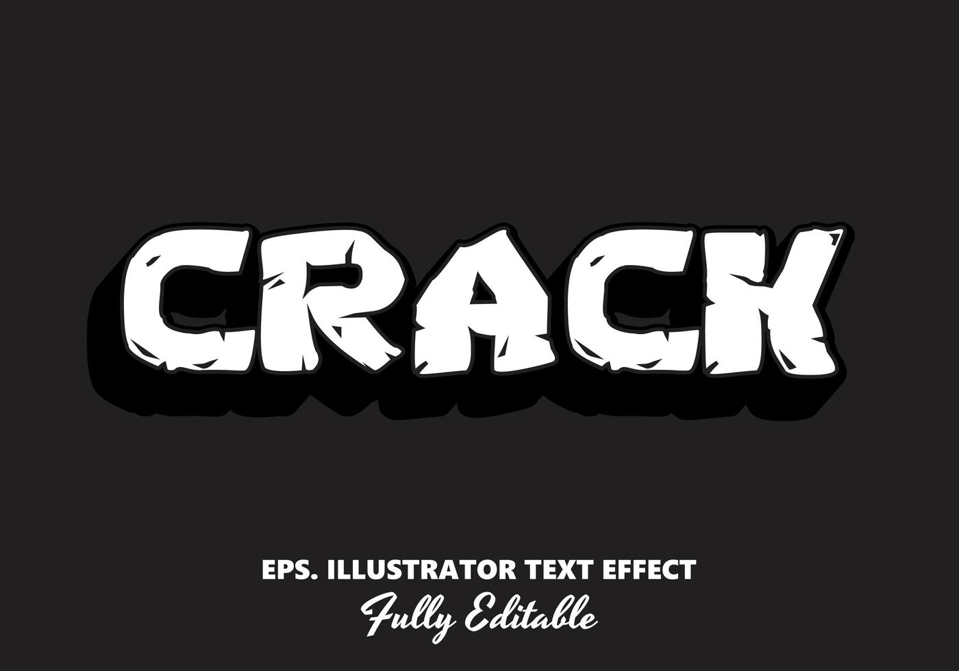 Crack White and Black Shadow Editable Text Effect vector