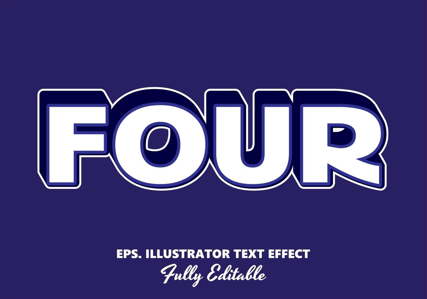 Four Whie and Purple Editable Text Effect vector