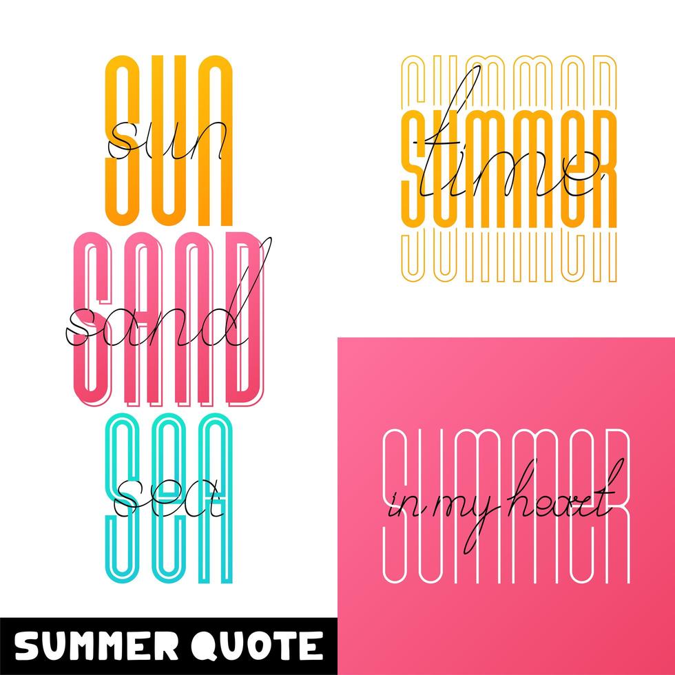 Set Summer hand drawn lettering vector