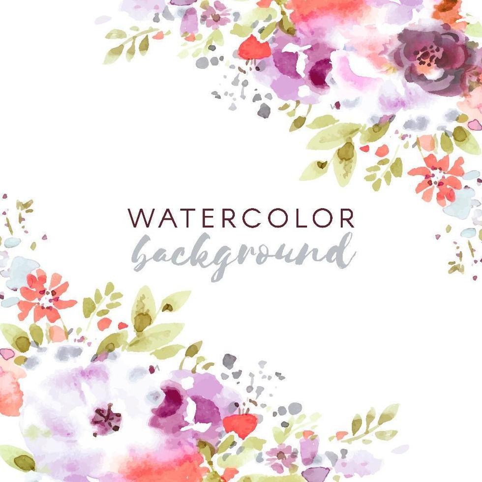 Watercolor Frame with Flowers in Corners vector