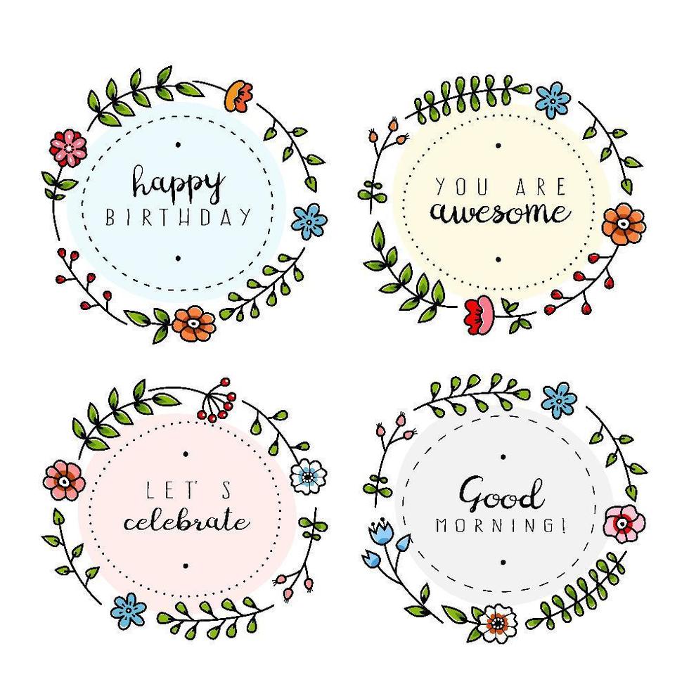 CuteFloral Greeting Badges vector