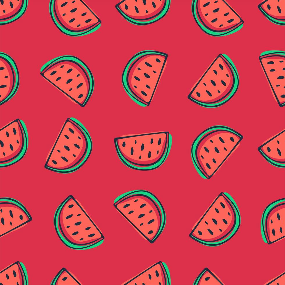 Watermelon seamless pattern in cartoon  style vector