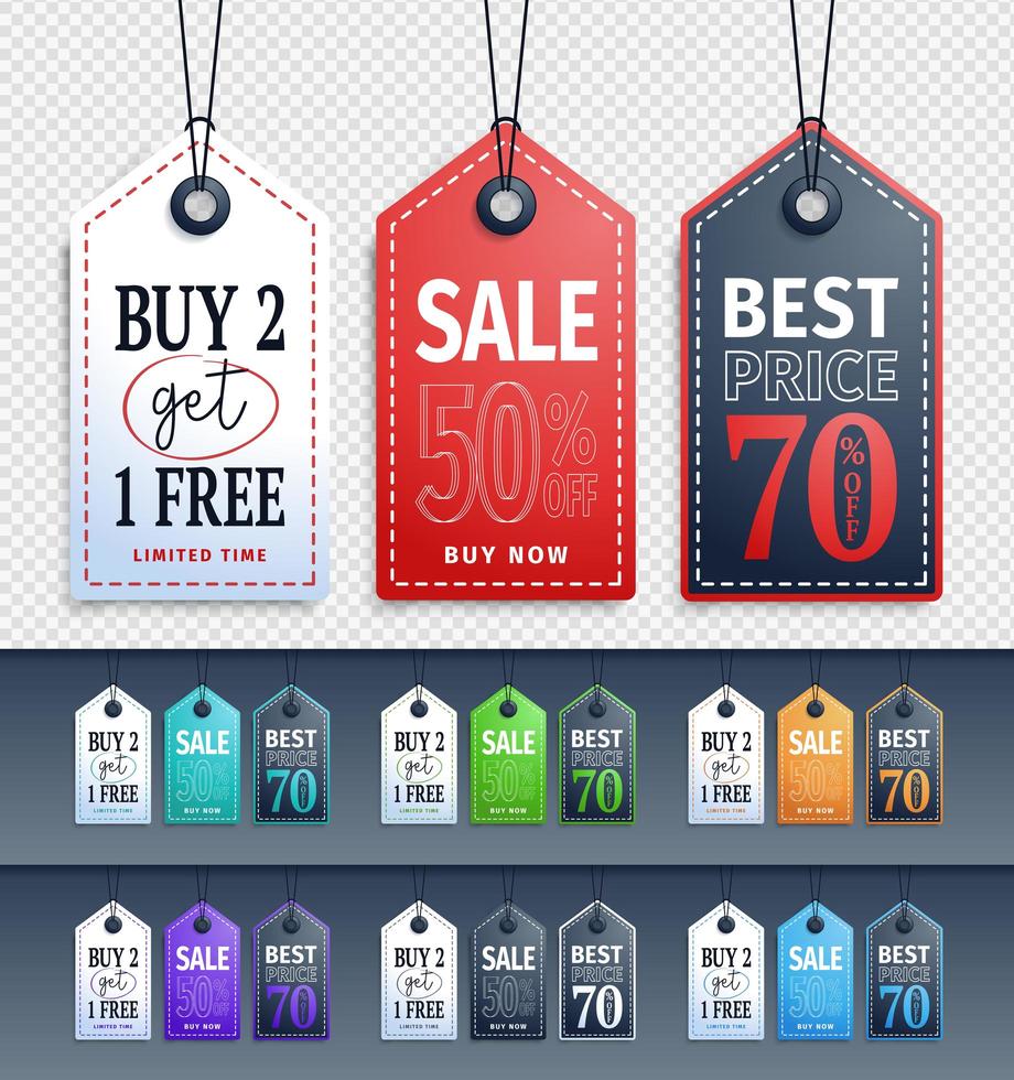 Long Hanging Sale Tags Collection vector