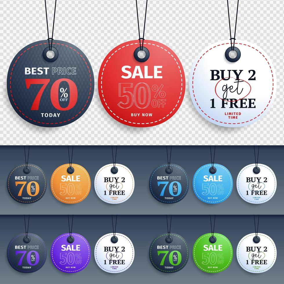 Circular Sale Tags Design Collection vector