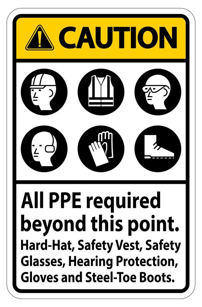 PPE Required Beyond This Point Vertical Sign  vector