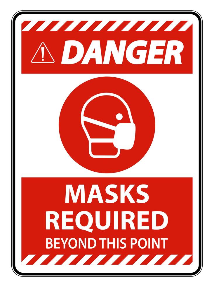 Red Masks Required Beyond This Point Sign vector