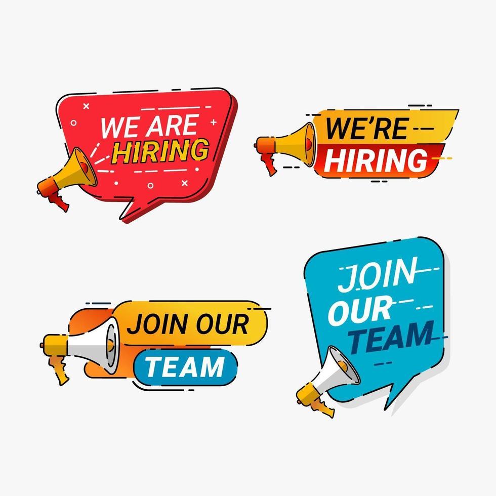 We're hiring megaphone and speech bubble badges vector