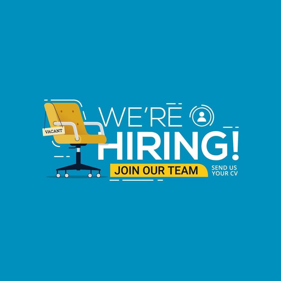 We're hiring with office chair and vacant sign vector