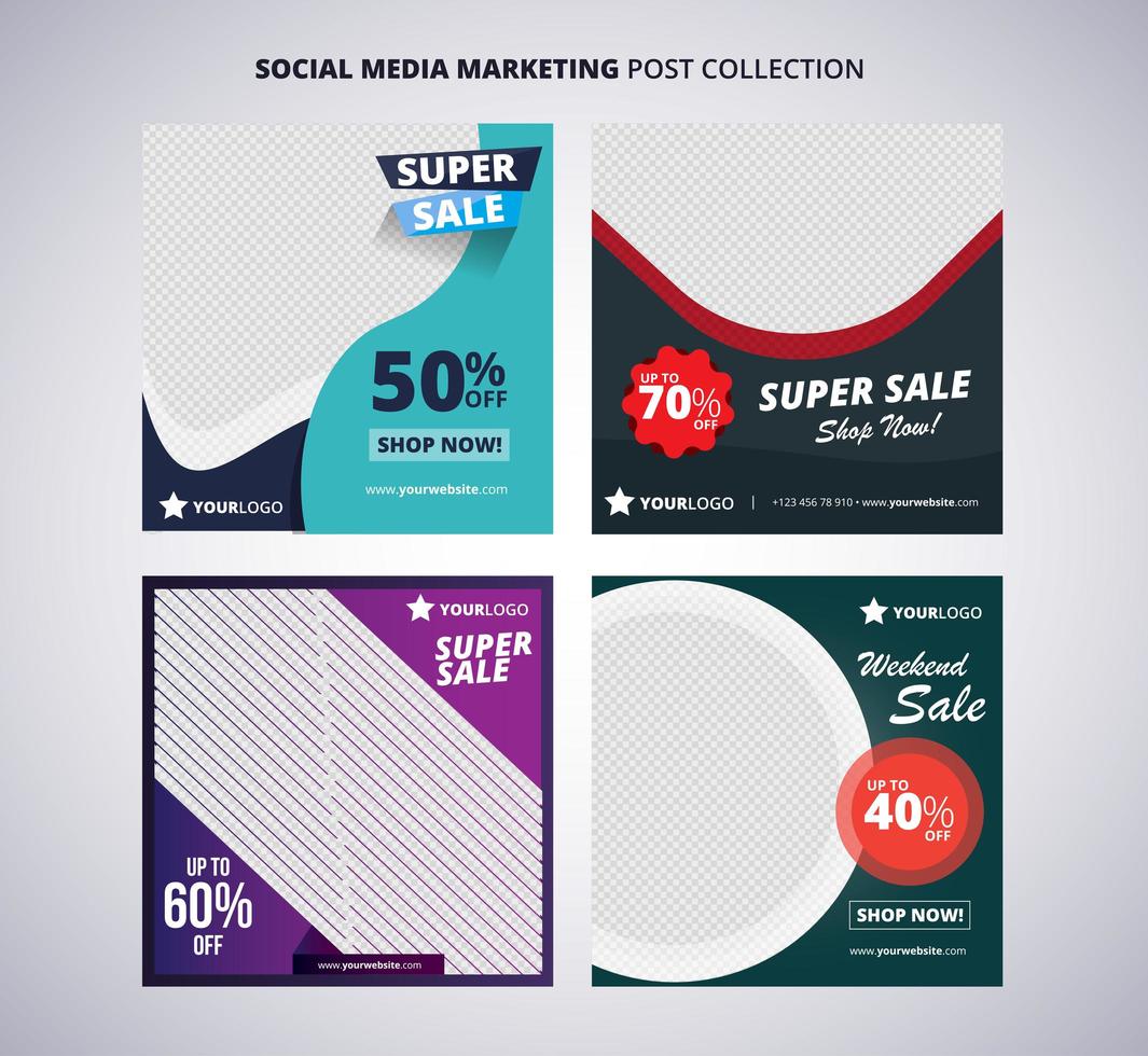 Set of Four Social Media Posts vector