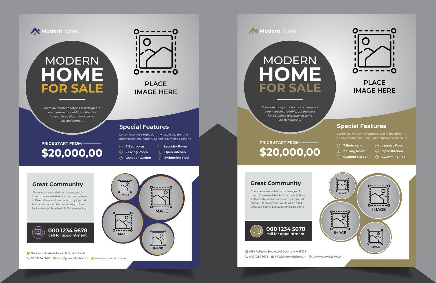 Real Estate Flyers In Purple And Clay Color Download Free