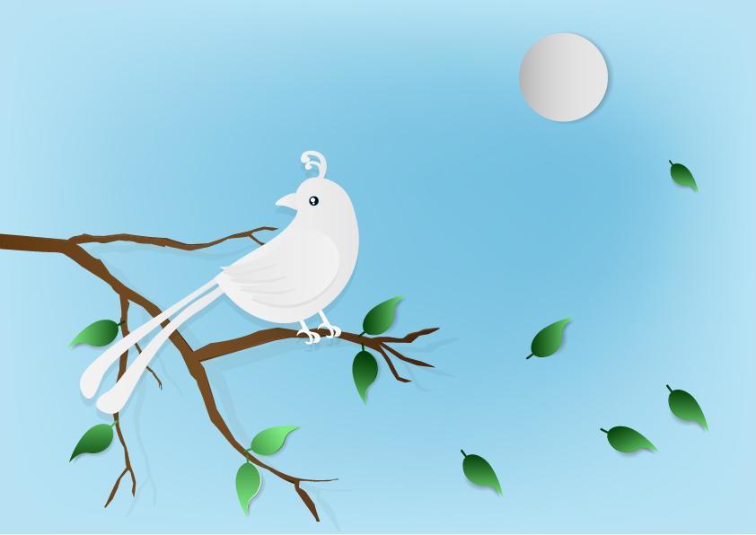 Bird on branch against blue sky vector