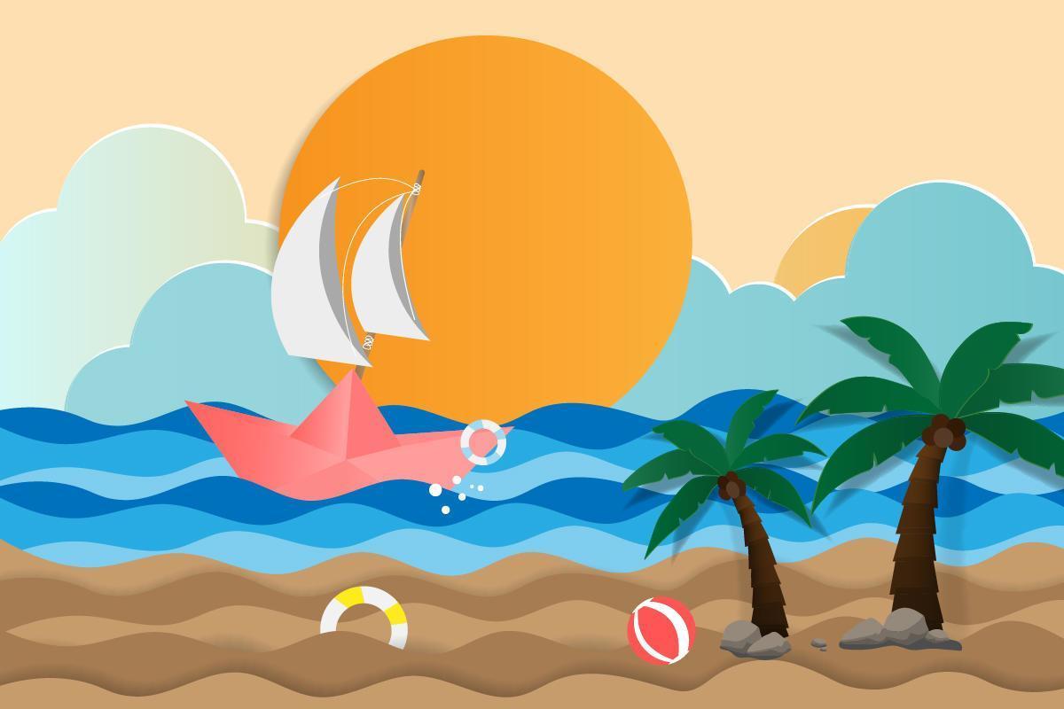 Boat sailing on the sea in summer vector