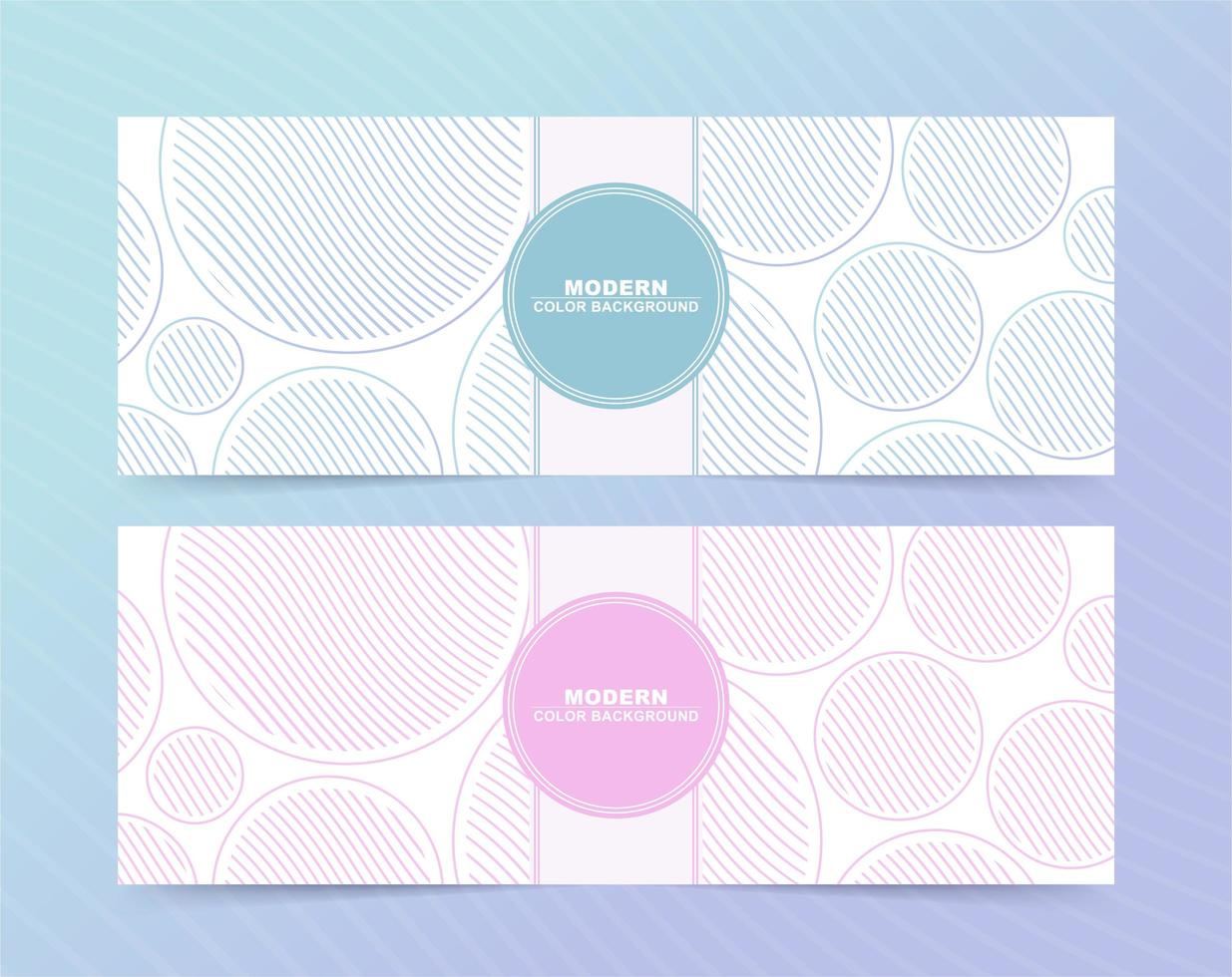 Set of Pastel Striped Circles Banners vector
