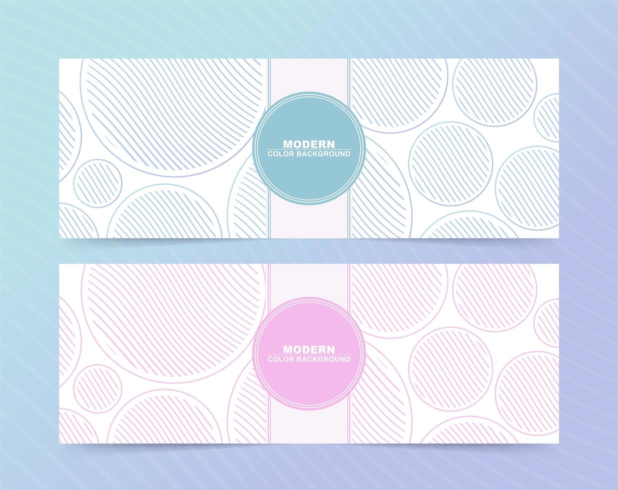 conjunto de pancartas de círculos de rayas en colores pastel vector