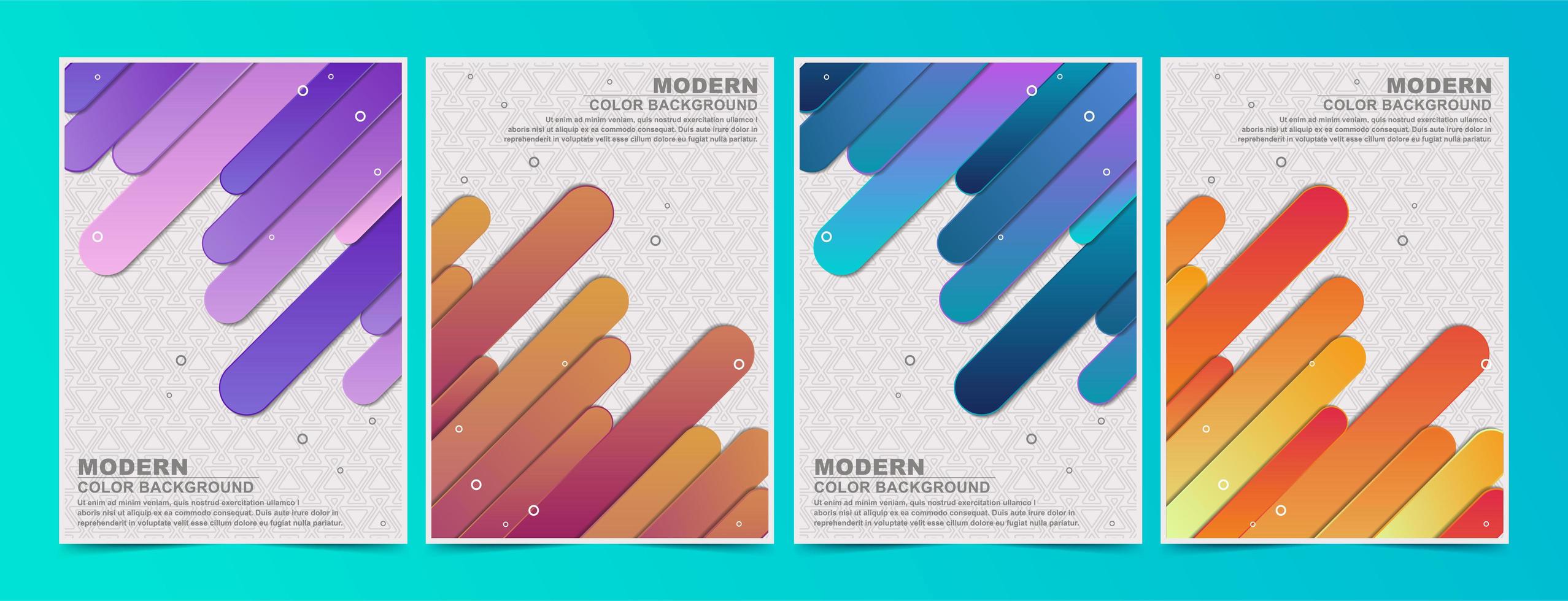 Colorful Flowing Angled Lines Covers Set vector