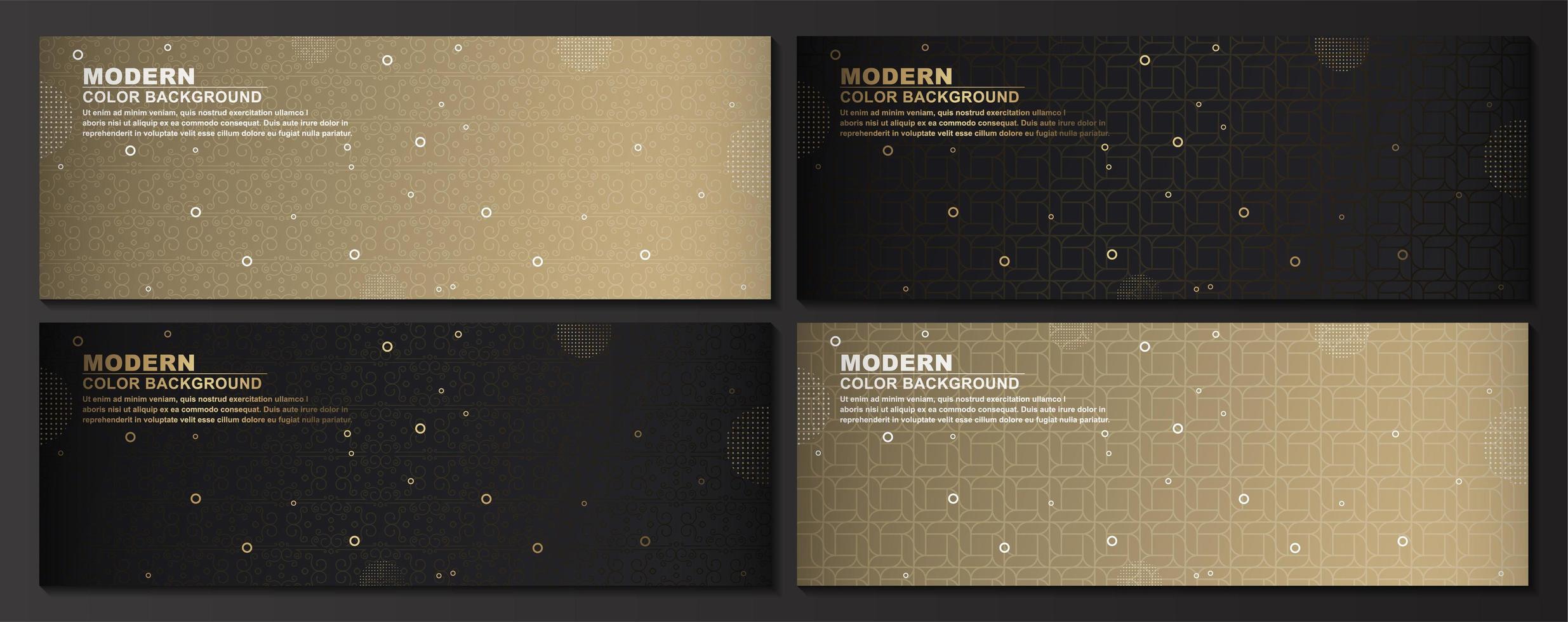 Geometric Gold, Black Banners Set vector