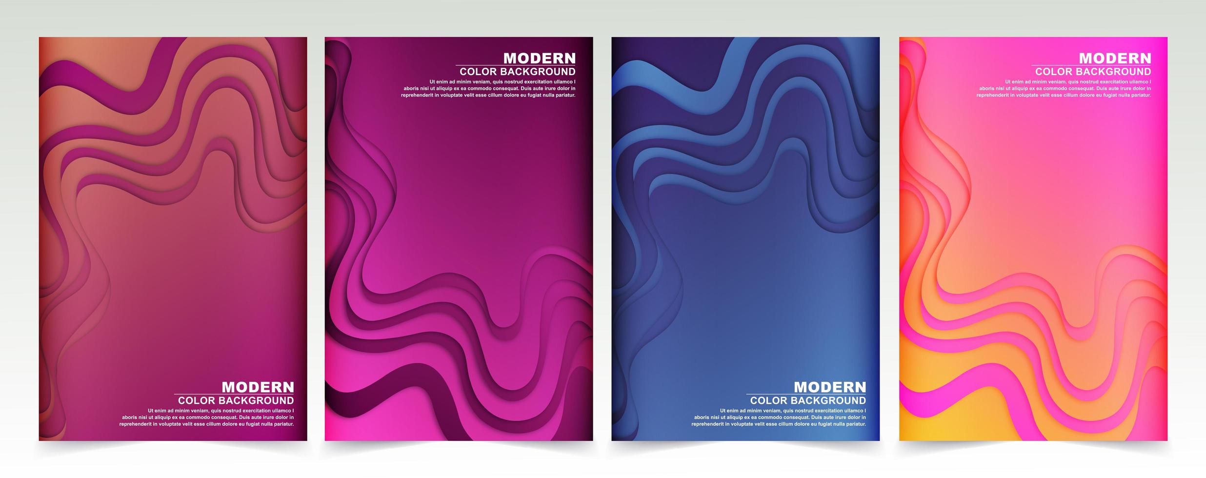 Set of Abstract Wave Covers with Colorful Gradients vector