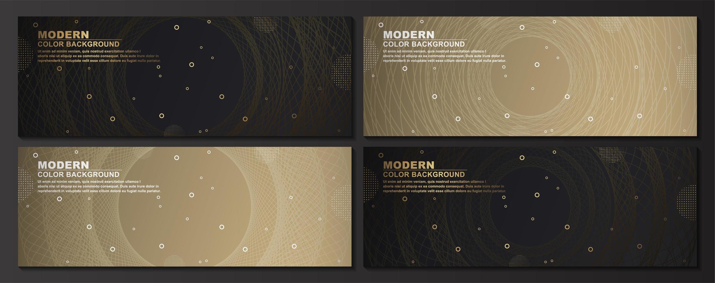 Geometric Circle Gold and Black Banners Set vector