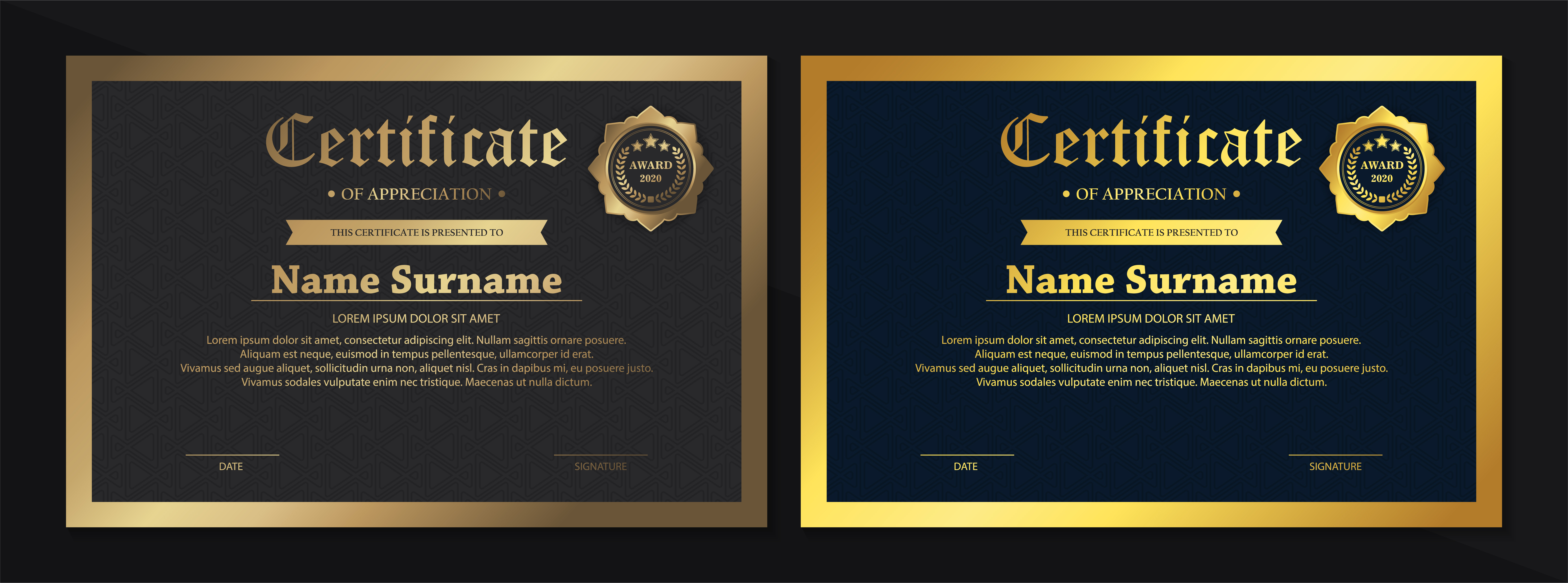 Black, Gold, Bronze Certificate Templates 1213071 Vector Art at Vecteezy