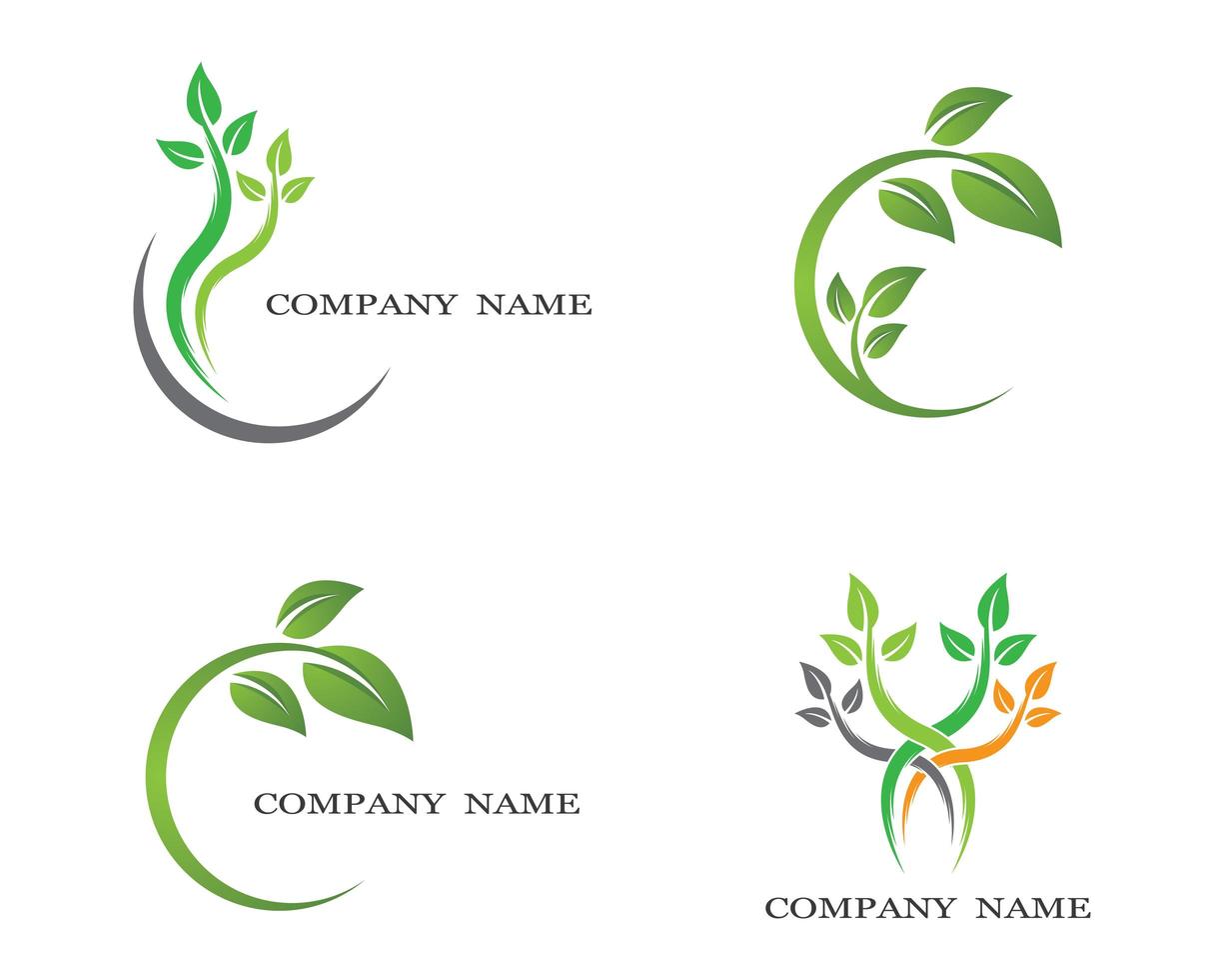 conjunto de logotipo de planta de ecología vector