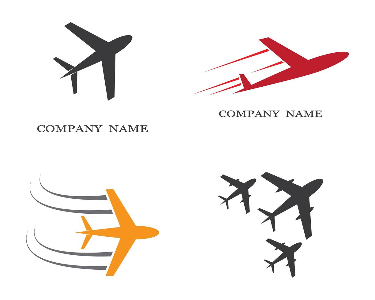 conjunto de iconos de logotipo de avión vector