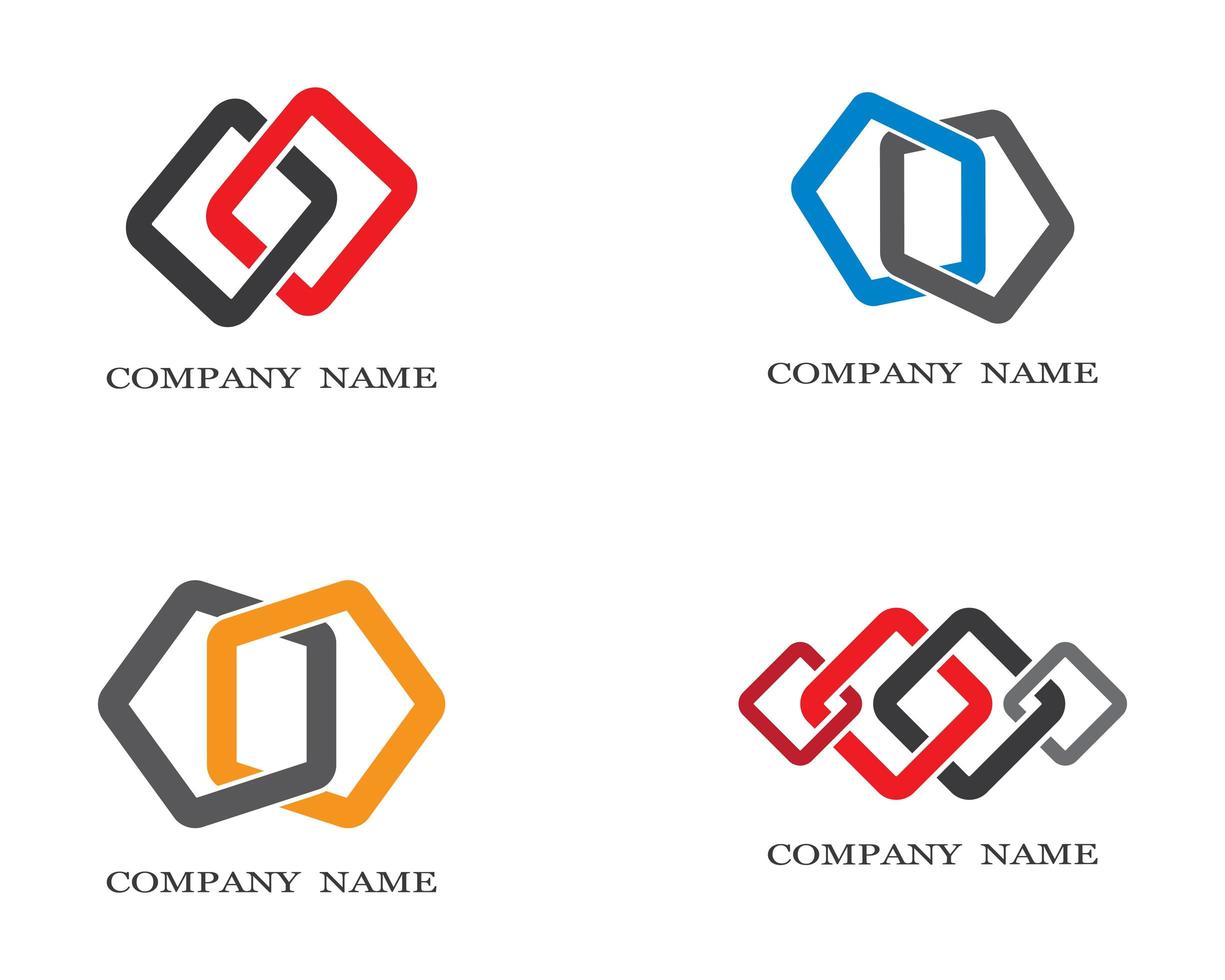 Corporate Linked Shape Logo Set vector