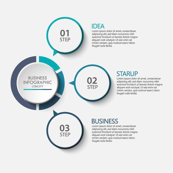 círculo empresarial infografía de 3 pasos vector