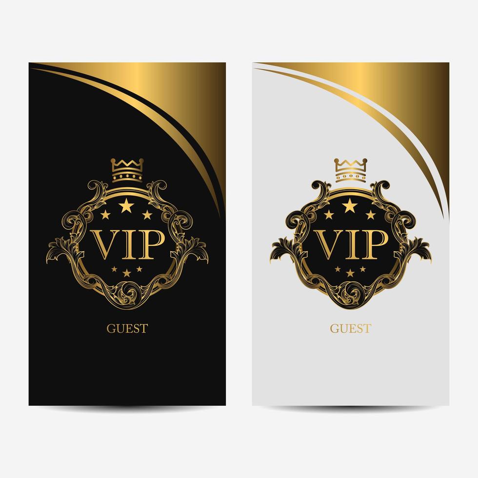 juego de tarjetas de lujo premium vip blanco y negro vector