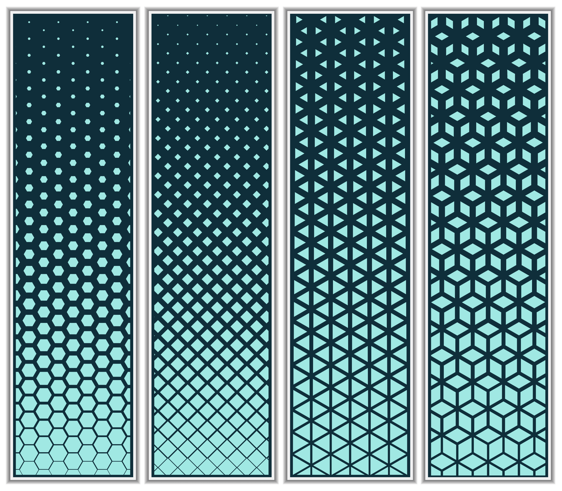 Halftone Cube, Triangle, Diamond and Hexagon Pattern Set 1213134 Vector