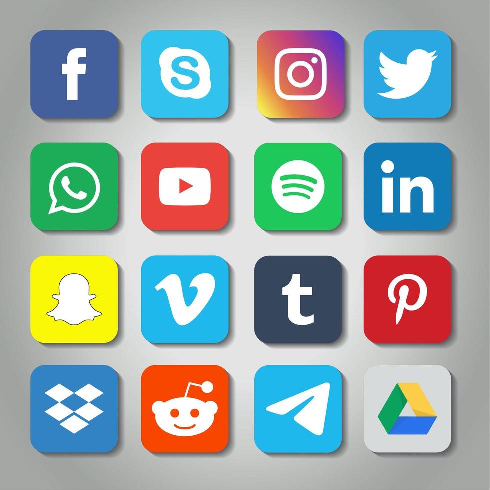 Rounded Square Social Media Icon Set 1213139 Vector Art at Vecteezy