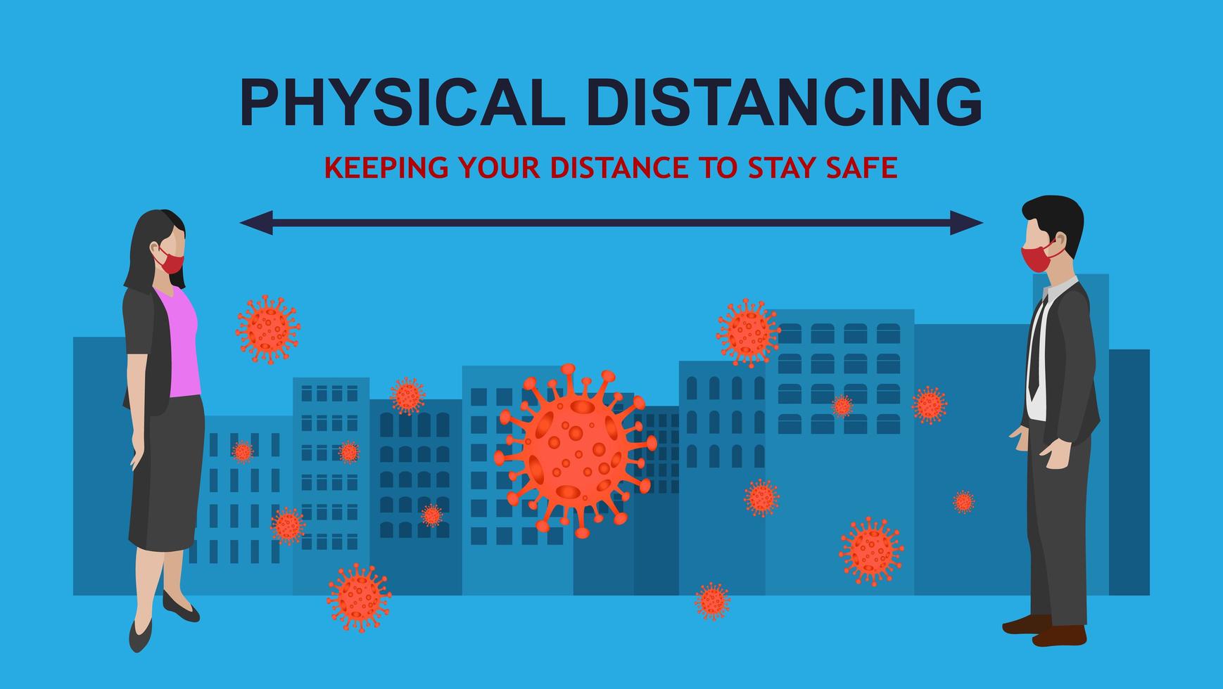 Man And Woman Physical Distancing in City vector