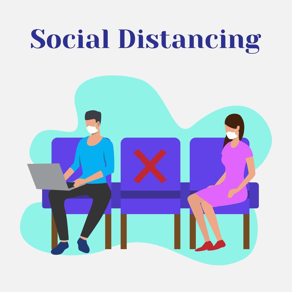 Man And Woman Social distancing vector