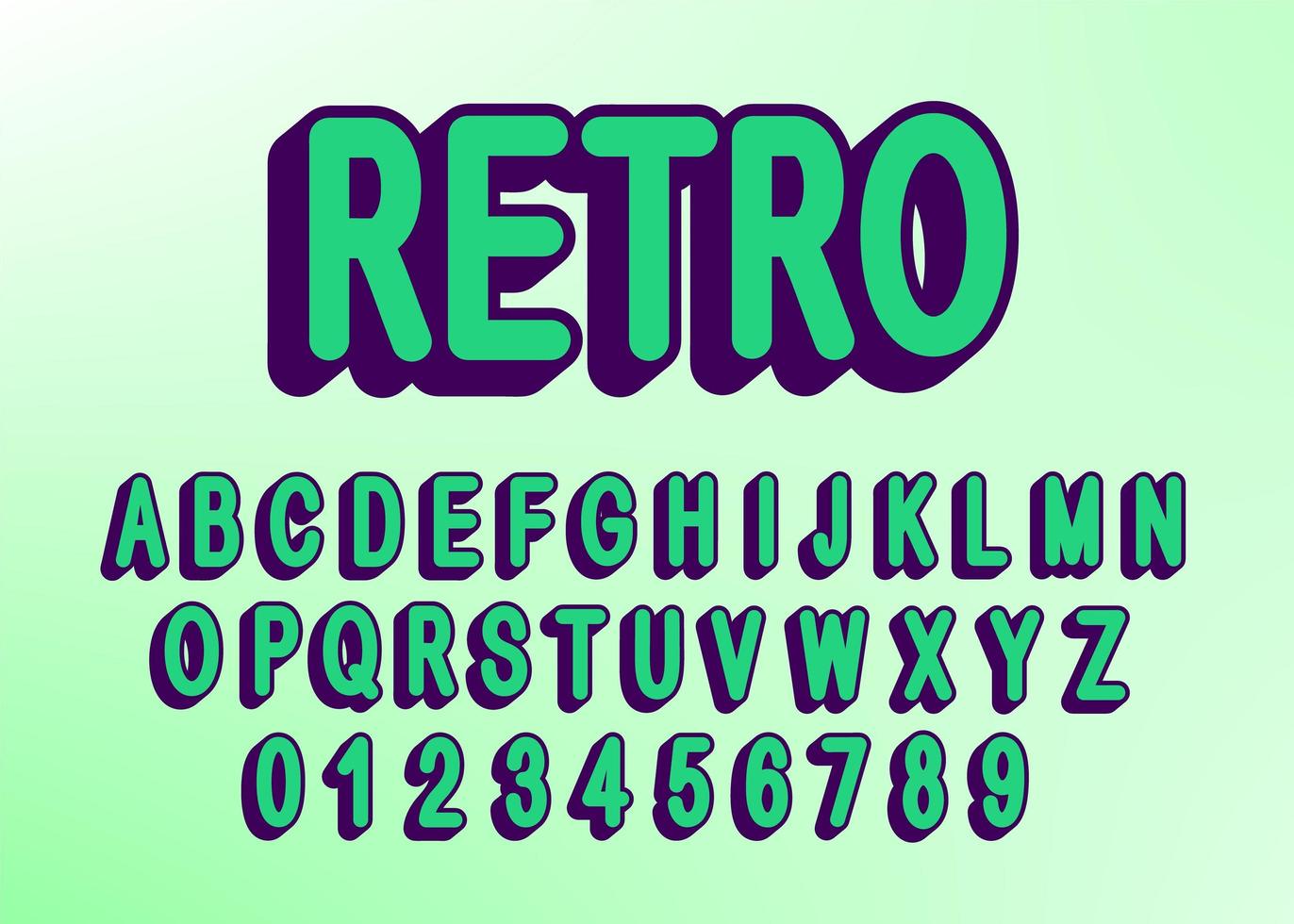 Retro alphabet font with letters and numbers vector