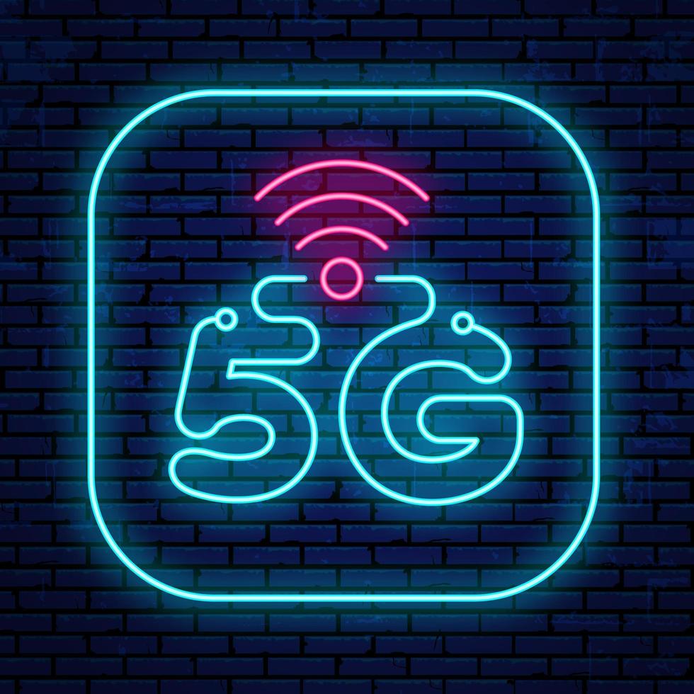 Bright glowing 5G icon sign vector
